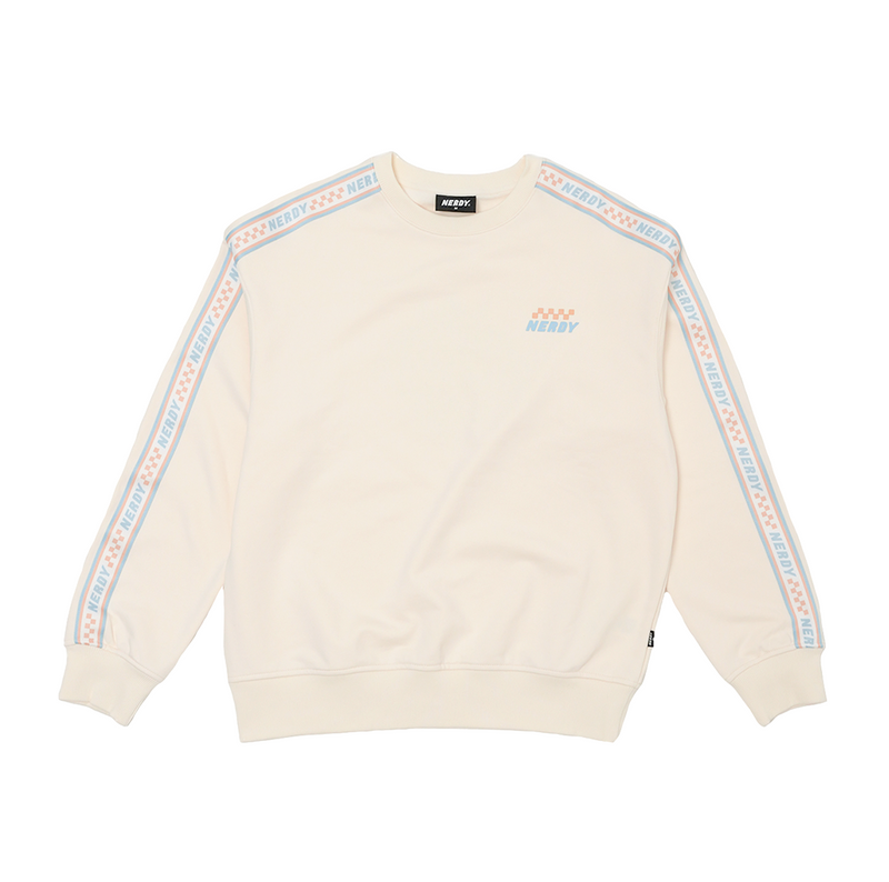 Big icon checker sweat shirt クリーム