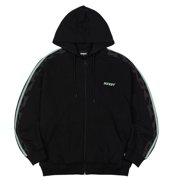 DNAモノグラムブロックフードジップアップ ブラック / DNA Monogram Block Hoodie Zip-Up Black - whoisnerdy jp