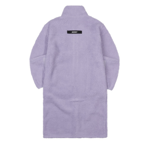 フリーススタンドネック ロング ジャケット ライトパープル / Fleece Stand Neck Long Jacket Light Purple - whoisnerdy jp