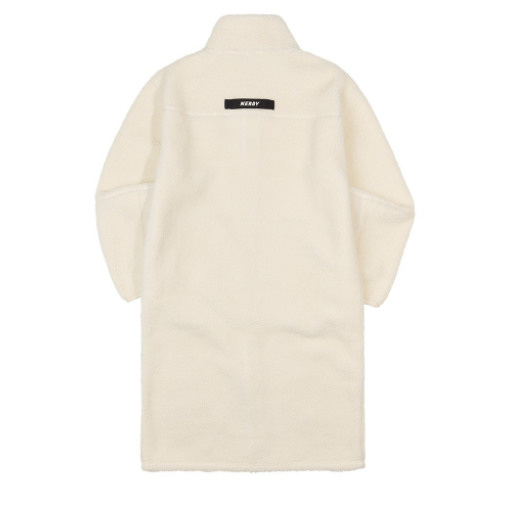 フリーススタンドネック ロング ジャケット クリーム / Fleece Stand Neck Long Jacket Cream - whoisnerdy jp