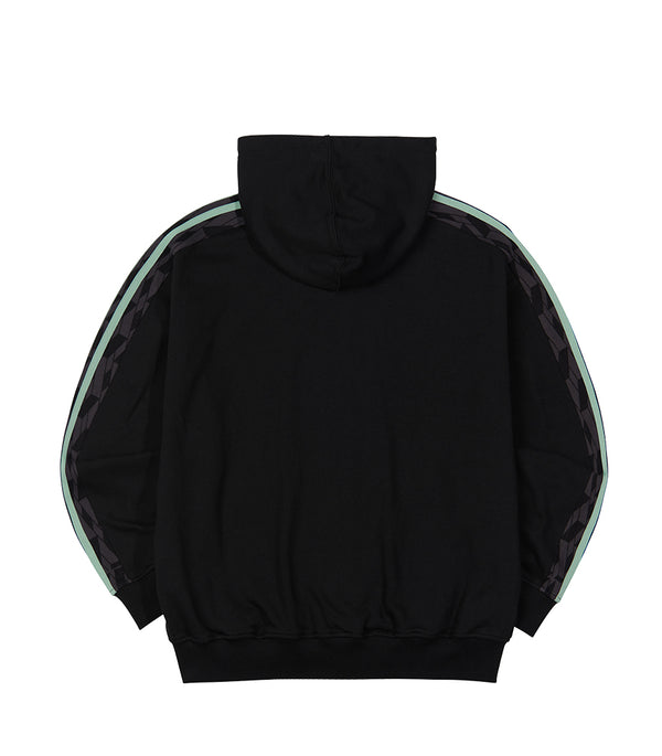 DNAモノグラムブロックフードジップアップ ブラック / DNA Monogram Block Hoodie Zip-Up Black - whoisnerdy jp