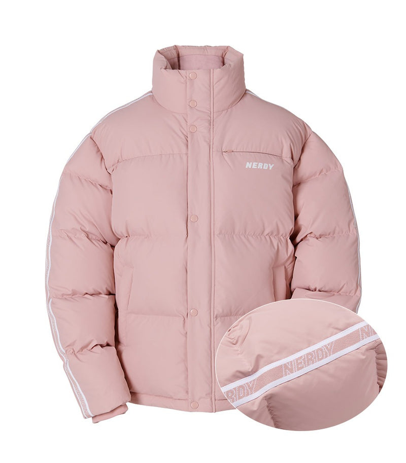 ロゴ テープ ダウン ジャケットピンク / Logo Tape Down Jacket Pink - whoisnerdy jp