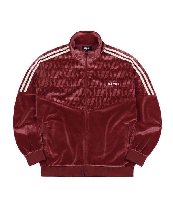 (21FW) DNAブロックベルベットトラックトップ バーガンディー / DNA Block Velvet Track Top Burgundy - whoisnerdy jp