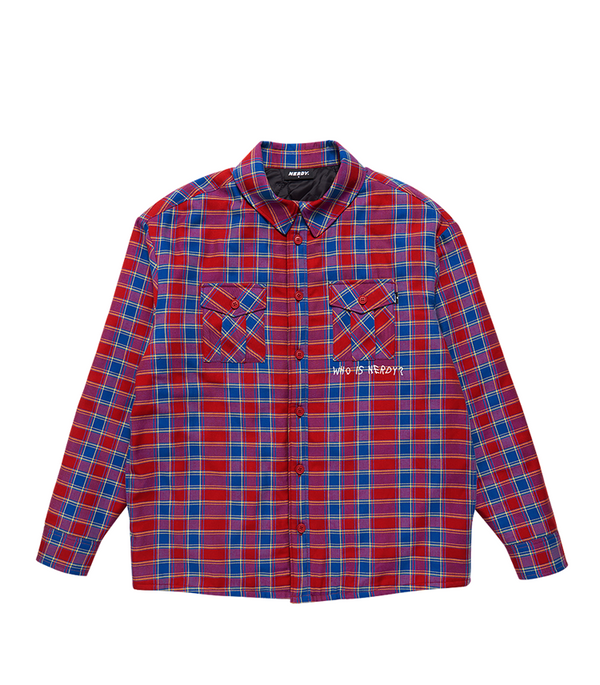 パデット フランネル シャツ ジャケット レッド / Padded Flannel Shirt Jacket Red - whoisnerdy jp